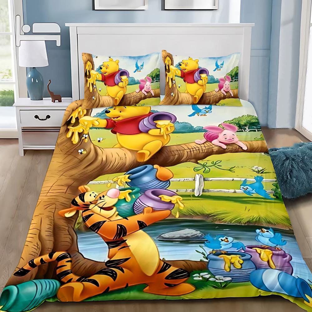 Winnie the Pooh Duvet Cover Pillowcase Adult Boy Girl Bedding Set Bedroom Decoration Children Gift Single Double Large