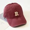 Washed R letter hat female ins retro old baseball cap four seasons casual sunshade soft top cap male