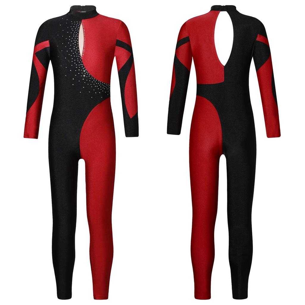 Girl Gymnastics Leotard Full Length Skating Jumpsuit Athletic Bodysuit One Piece Ballet Dance Unitard Yoga Unitards Biketards Sports Workout