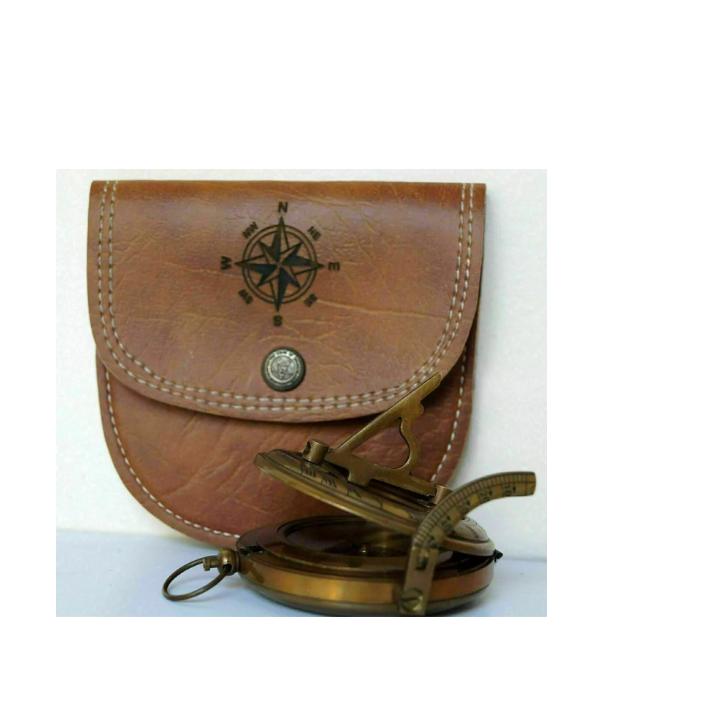 100% Working Brass Brunton Pocket Transit Compass With Leather Case