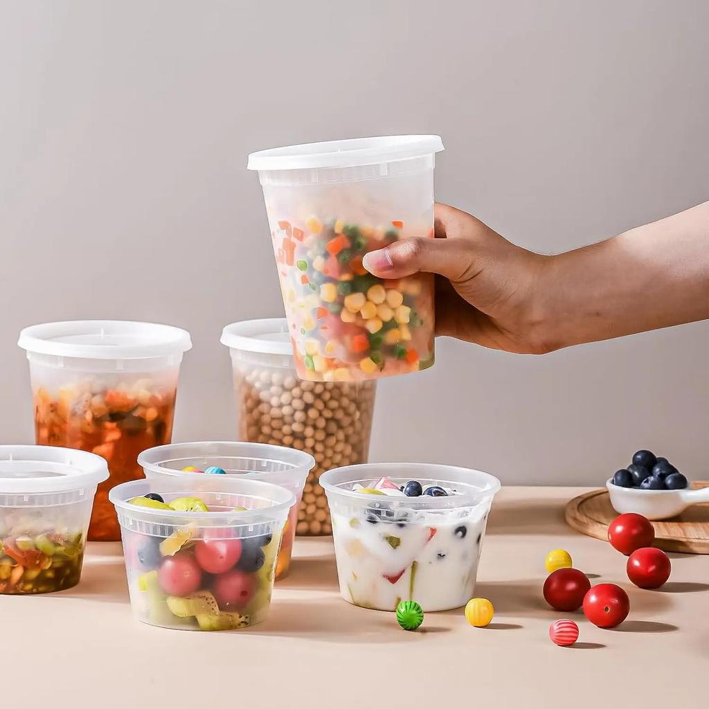 24 шт. Пластиковые контейнеры для заморозки деликатесных продуктов с герметичными крышками, одноразовые прозрачные банки Togo, миски для приготовления салатов, супов и блюд