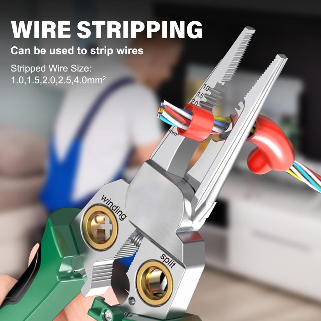Новый стриппер для проводов 8 в 1 2025 года с тестером напряжения, электрические плоскогубцы, многофункциональный инструмент для зачистки электрических проводов для резки и зачистки,