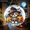 Halloween Wooden Welcome Sign with Dog & Pumpkin Pattern - Charming Figurine Ornaments - Ideal for Front Door, Wall, Room Decor