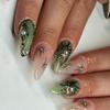 Sun Totem Gilded Fake Nails - 24 Removable Nail Art Pieces