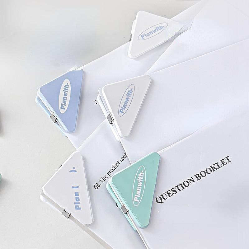 4 шт./компл. треугольные зажимы, простые корейские скрепки для бумаг, сплошной цвет, папка для переплета книг, милые канцелярские принадлежности, студенческие принадлежности