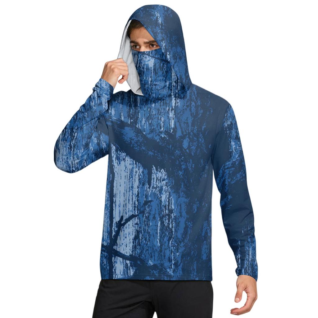 Мужская рубашка с маской Легкая с длинным рукавом Капюшон Для пеших прогулок Рыбалки Для выступлений