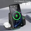 3-в-1 Беспроводная зарядная станция-подставка для телефона Samsung iPhone 16 15 14 13 Pro Max iWatch AirPods со светодиодной подсветкой Быстрая зарядка