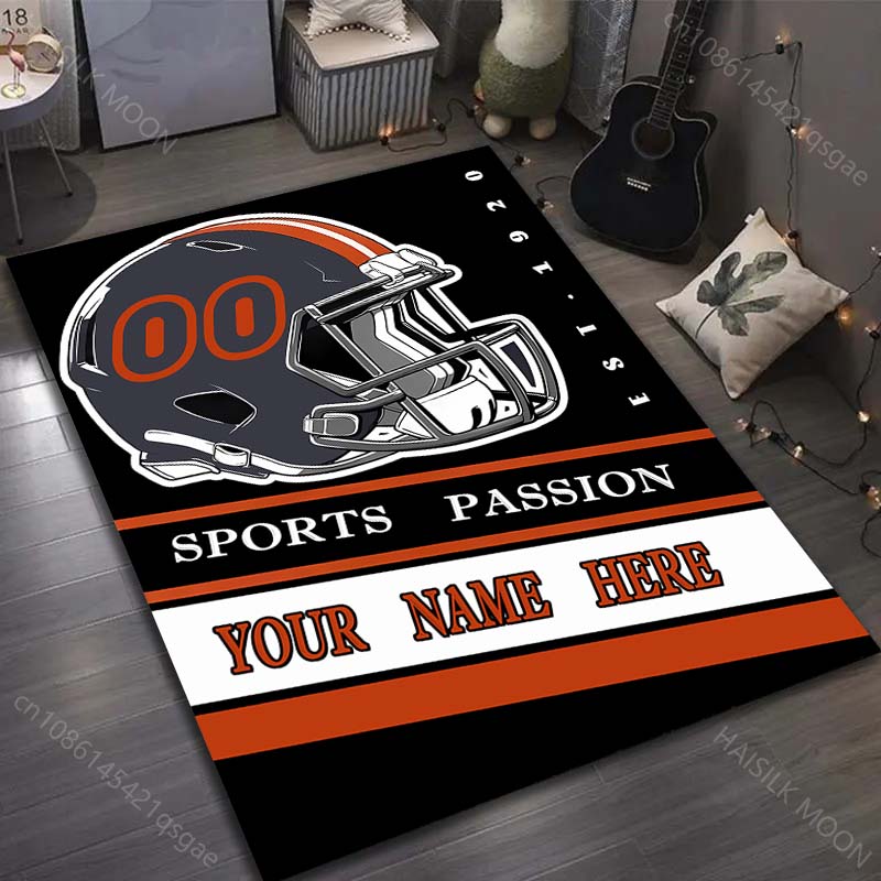 Принт регбийной команды Персонализированный ковер с именем на заказ для гостиной, спальни, домашнего декора Нескользящий коврик для пола Современный ковер Моющиеся ковры