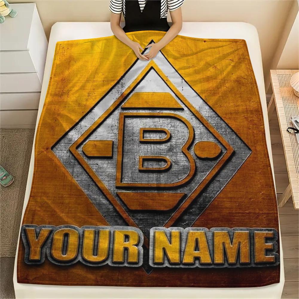 1PC Custom Name Vfl Gladbach Patterned Flannel Blanket Suitable For All Seasons for Home Decor Warmth and Comfort Gifts Holiday Present
