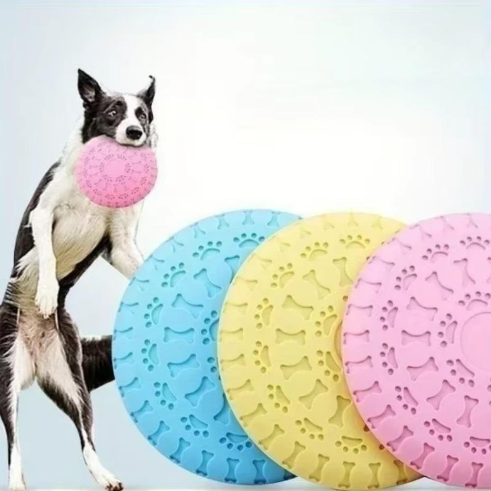 Bite Resistant Dog Flying Disc Rubber Pet Training Disc Dog Training Throwing Toys Pet Supplies