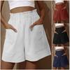 Women's Cotton and Linen Flower Bud High Waist Shorts