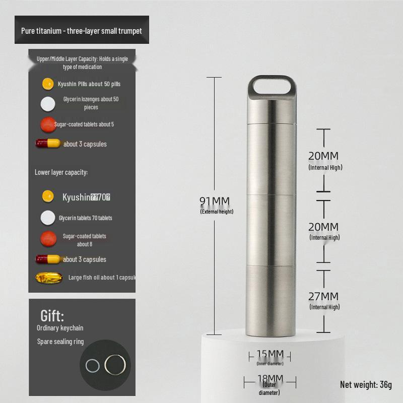 Водонепроницаемая мини-таблетница из нержавеющей стали - Портативный, влагозащищенный дорожный контейнер для лекарств