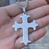 Retro Personality Simple Flower Tail Cross Stainless Steel Pendant Necklace Pendant Titanium Steel Sweater Chain
