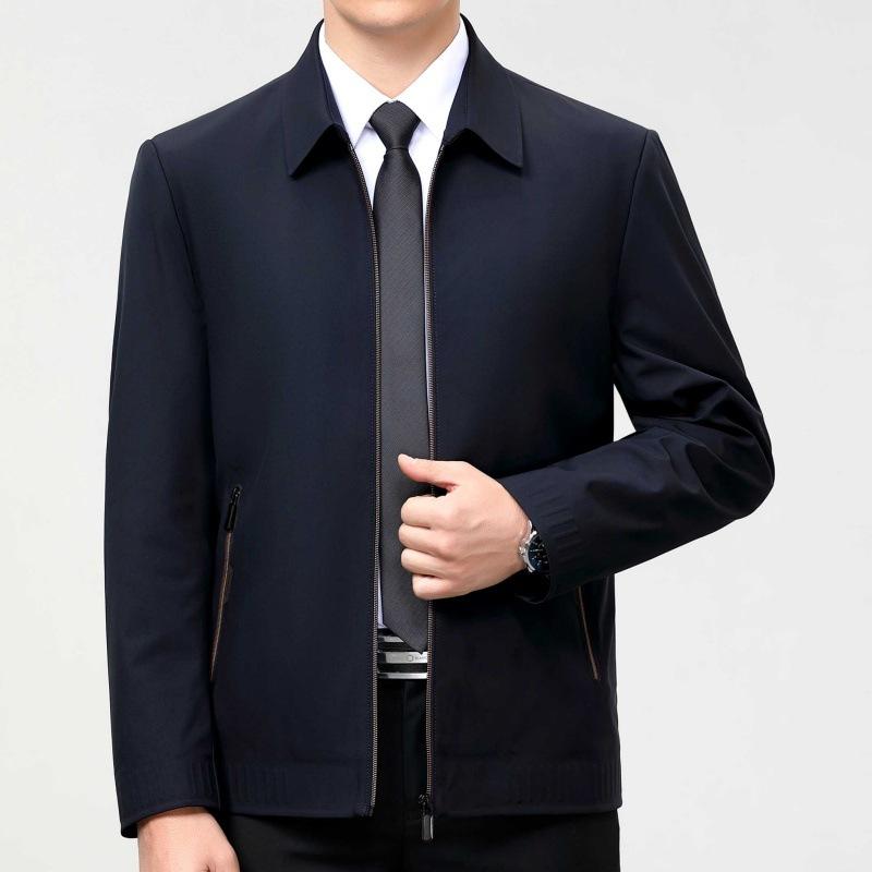 High-end Mulberry Silk Lapel Jacket for Men Spring and Autumn New Business Casual Middle-aged Dad Wear Thin Jacket Jacket