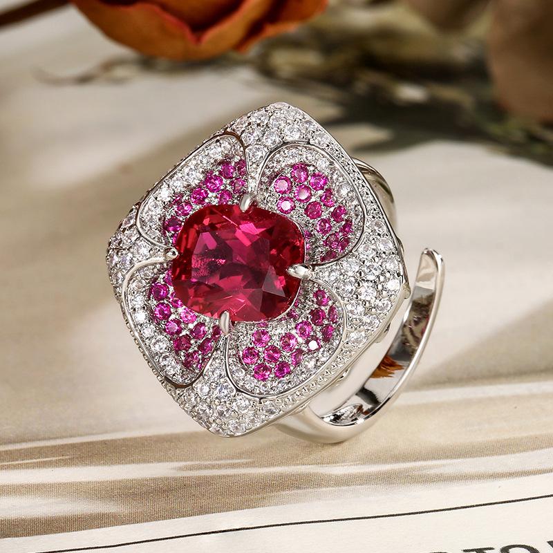 Комплект украшений Серьги Кольцо Ожерелье Флэш Бриллиант Многоцветный Квадрат Премиум Женский Ретро