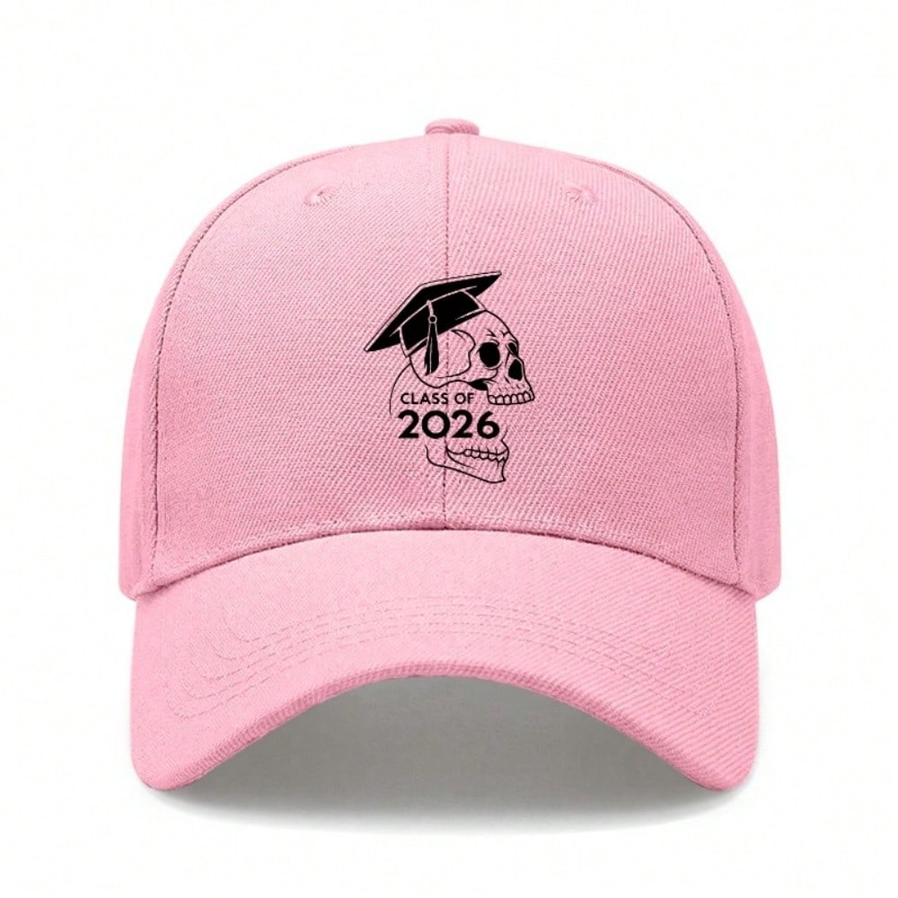 Class Of 2026 Skull Print Baseball Hat - Unisex Adjustable Polyester Soft Fabric Breathable Lightweight Casual Streetwear Graduation Gift For Students