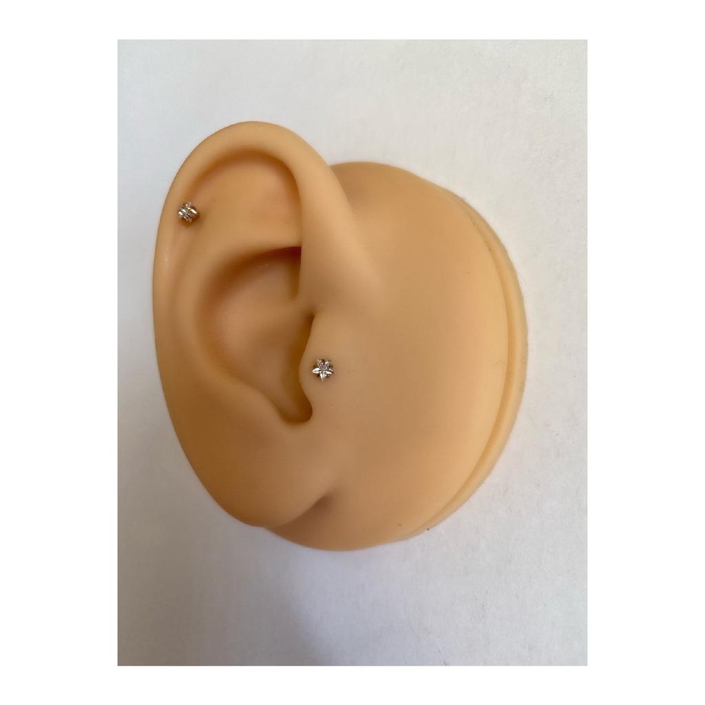 Хирургическая сталь, серебряный цвет, звезда, одиночный камень, спираль хряща козелка, пирсинг раковины