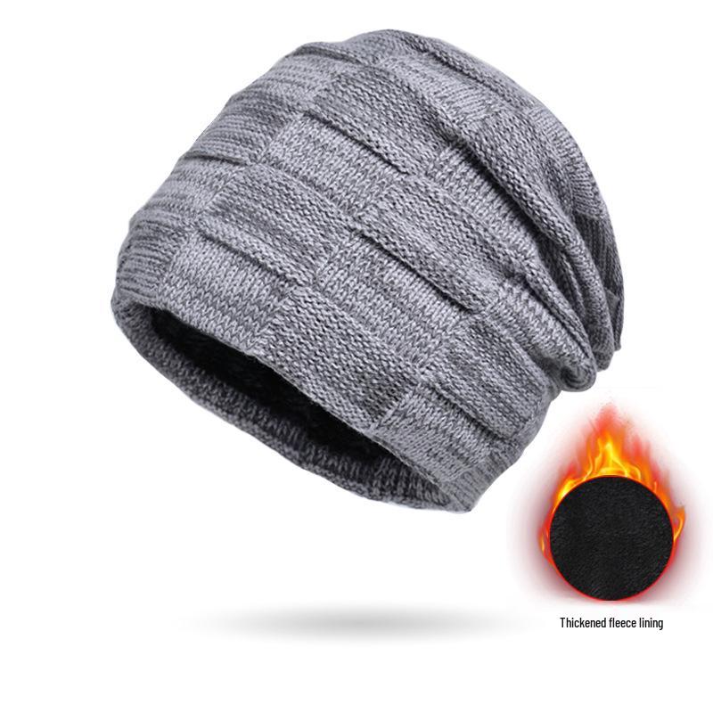 Мужской европейский и американский зимний комплект шапка-бини и шарф: Плотная вязка с бархатной подкладкой