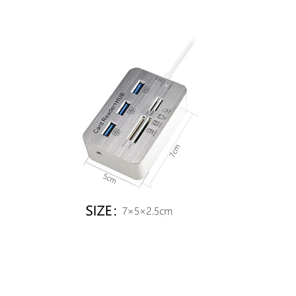 3 Ports USB 3.0 HUB Memory Card Reader Adapter 5Gbps For MS DUO /M2 /SD /TF Card