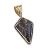 Натуральный камень бирюза черного цвета, кулон из двухцветного стерлингового серебра 925 пробы, 1,50" C3C06