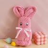 Soft Coral Fleece Bunny Towel 75x35cm Plush Animal Shape Hand Towel for Bathroom Kitchen Travel Use
