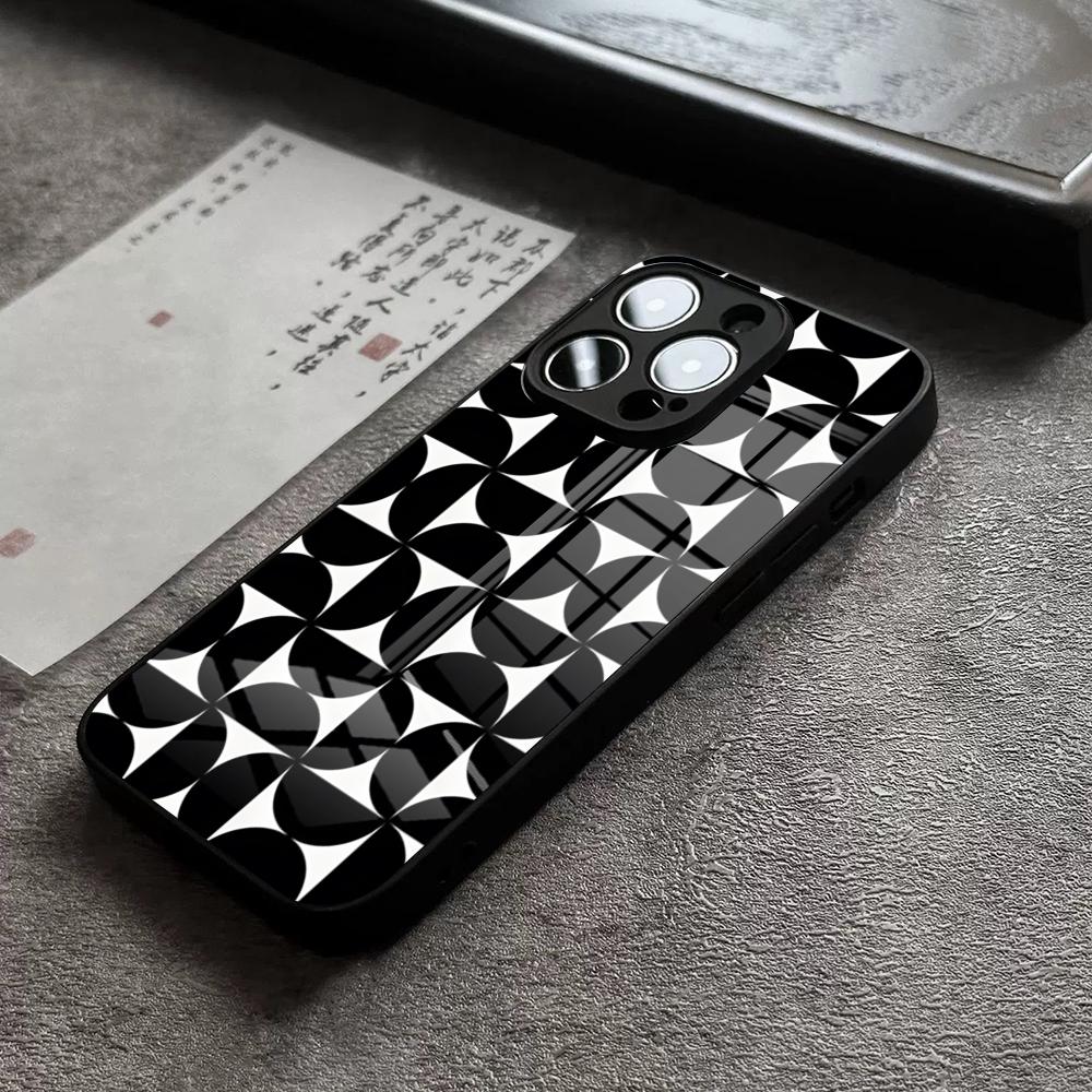 Геометрический арт-кейс в стиле Баухаус для IPhone 16 Pro Max 14 17 Air 12 15 11 13 Mini X XR XS Max SE Стеклянная крышка