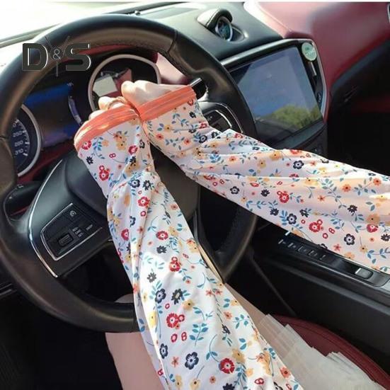 Солнцезащитные нарукавники для женщин Цветочные солнцезащитные нарукавники УФ-блокирующие охлаждающие нарукавники для бега на открытом воздухе для езды на велосипеде