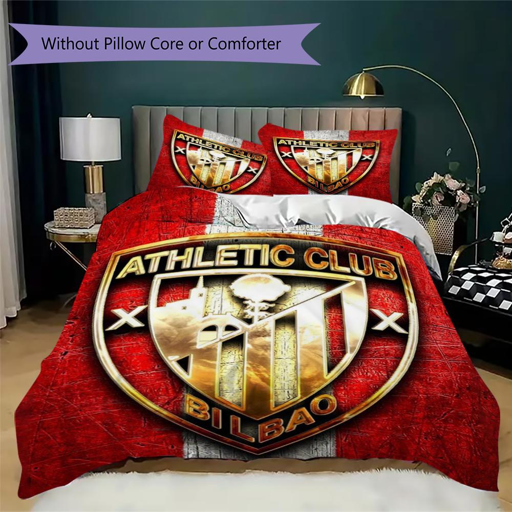Athletic Club de Bilbao Pattern Bedding uilt Set uilt Cover Pillowcase Home Decoration Birthday Gift (1 * duvet cover + 2 * pillowcase without core)