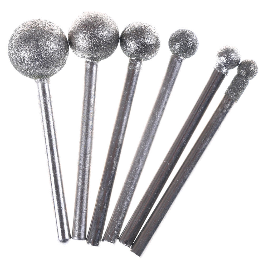 6Pcs Round Diamond Grinding Wheel 3Mm Round Shank For Rotary Tool