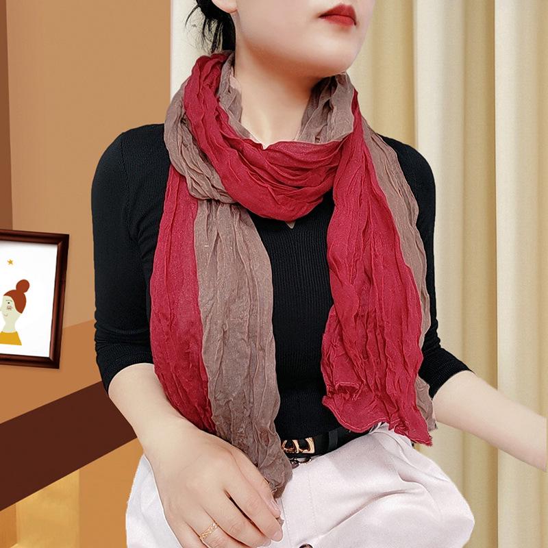 Trendy Gradient Cotton-Linen-Silk Scarf/Shawl for Women - Sun Protection & Dual-Use for All Seasons