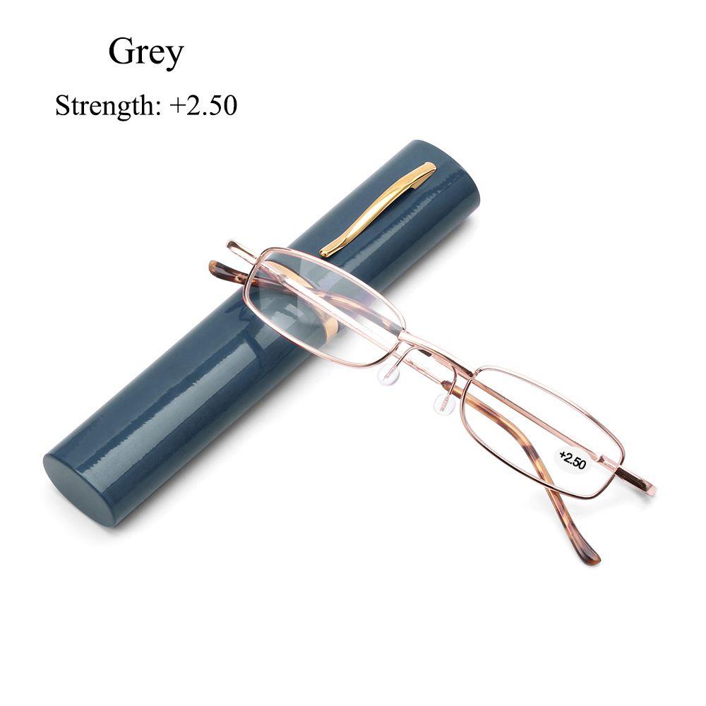 Spring Hinge Small Compact Eyeglass Reading Glasses Presbyopic Glasses with Pen Tube Case Portable