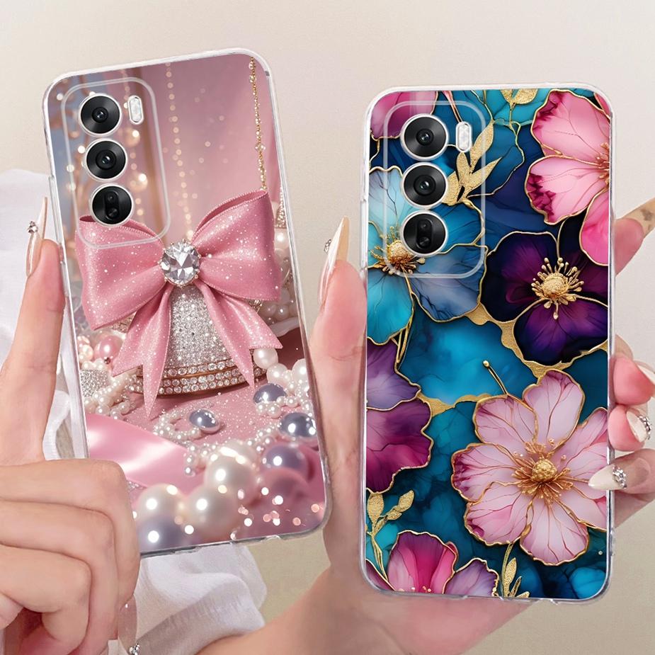 For Oppo Reno12 Pro Case CPH2629 Luxury Flowers Butterfly Painted Cover Soft Silicone Case For Oppo Reno 12 Pro Reno12 5G Fundas