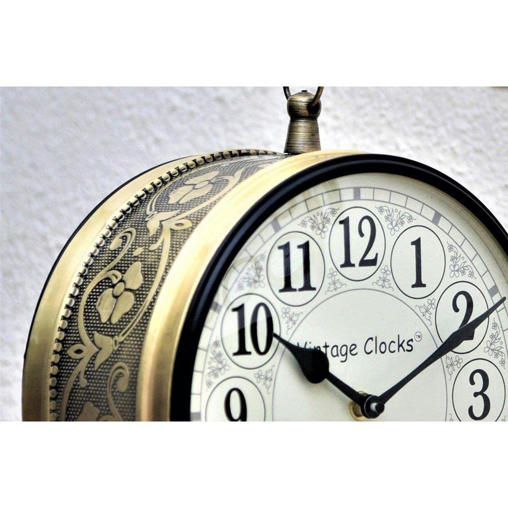 6 ДЮЙМОВ - Одна сторона на английском, другая - римские цифры - Винтажные часы ручной работы, двусторонние аналоговые часы с латунной отделкой
