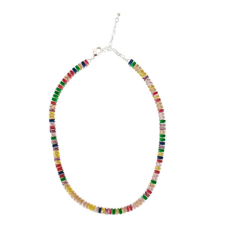 Vintage Colorful Zircon Square Necklace for Women - Elegant and Unique Statement Jewelry