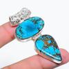 Natural Copper Turquoise 925 Sterling Silver Jewelry Pendant 2.5" Gift for Her