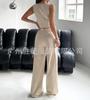 1116 European and American summer new set one button vest top high waist wide leg trousers two-piece set