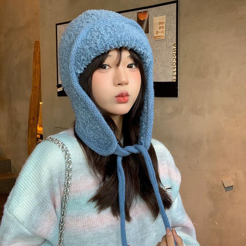 Держите в тепле и холоде детей Осень и зима Утепленная флисовая защита ушей Вязаная шерстяная балаклава