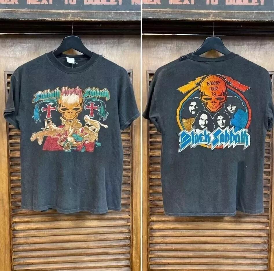 Black Sabbath Bloody Sabbath Tour короткий рукав 2 стороны Угольный Унисекс Рубашка Унисекс Футболка