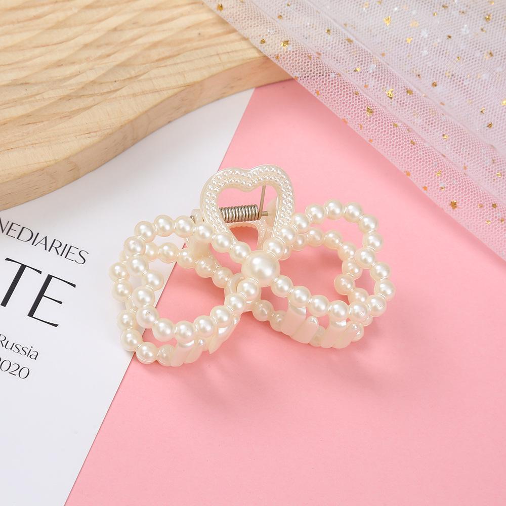 Корейская заколка для волос с бантом из жемчуга и геометрической акулой - простая и универсальная заколка для волос