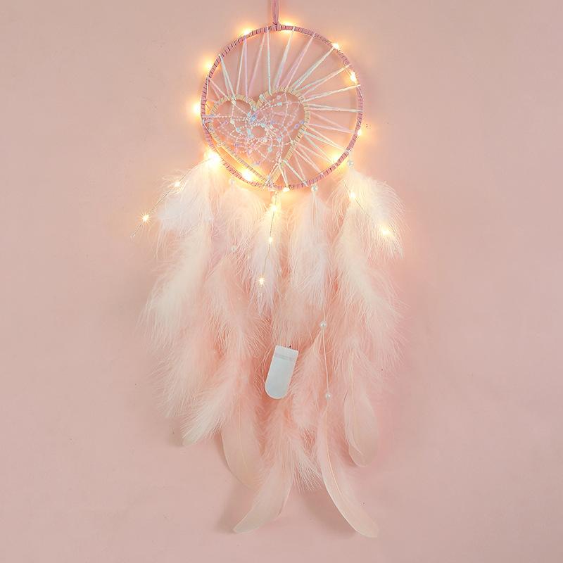 Give Couple Heart-shaped Pink Dream Catcher Pendant Girl Heart Simple Indoor Wind Chime Classmate Friends Graduation Gift