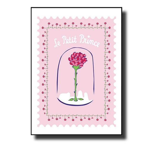 Маленький принц Лис Сказка Постеры и принты Мультяшная марка Настенное искусство Холст Живопись Картина для детской комнаты Домашний декор