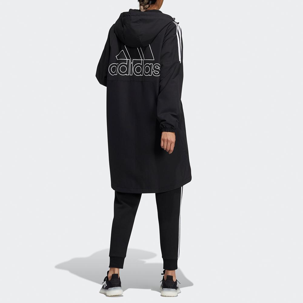 Adidas Длинная тканая куртка с капюшоном Женская верхняя одежда черного цвета HG1849