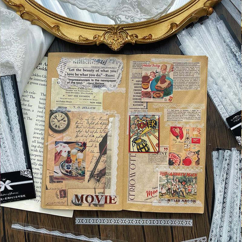 30 шт./пакет Цветочные Кружевные Масштабируемые Скрапбукинг Наклейки ПЭТ Прозрачные Наклейки для DIY Ручной Учет Чехол для Телефона Зеркало Поделки