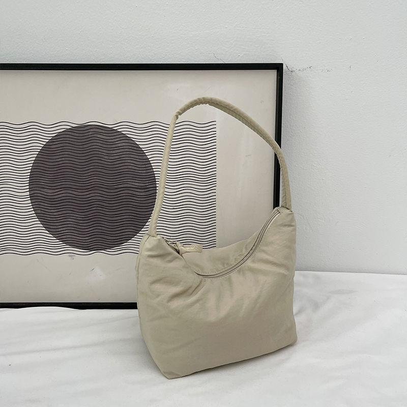 Solid Color Women Underarm Bags Soft Nylon Ladies Simple Hobos Shoulder Bag Female Clutch Purse Small Handbags Girls Armpit Bag