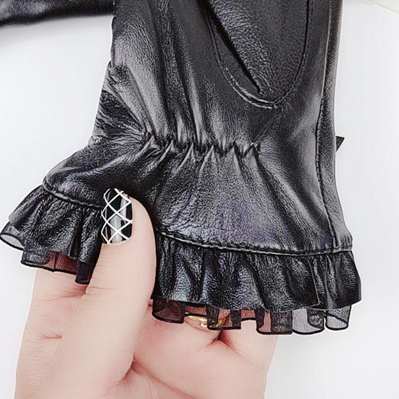 Женские перчатки из натуральной кожи плюс бархатные и утолщенные теплые велосипедные перчатки для вождения