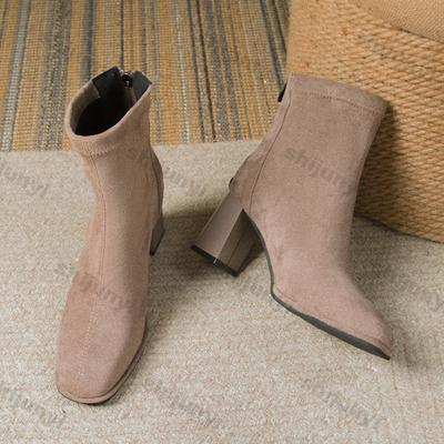 Женские короткие ботинки 2025 Зима Новые Винтажные Нескользящие Высокие каблуки Удобное увеличение роста Роскошные туфли-лодочки Botas De Mujer