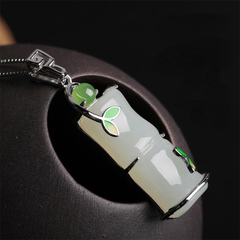 Танциз Стерлингового Серебра 925 Классическое Женское Нефритовое Ожерелье Кулон Циркон Модный Подарок