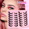 7 Pairs Of Thick Fried Hair Oblique Flying Fox False Eyelashes Naturally Curl Up The End Of The Eyes And Lengthen The Eyelashes