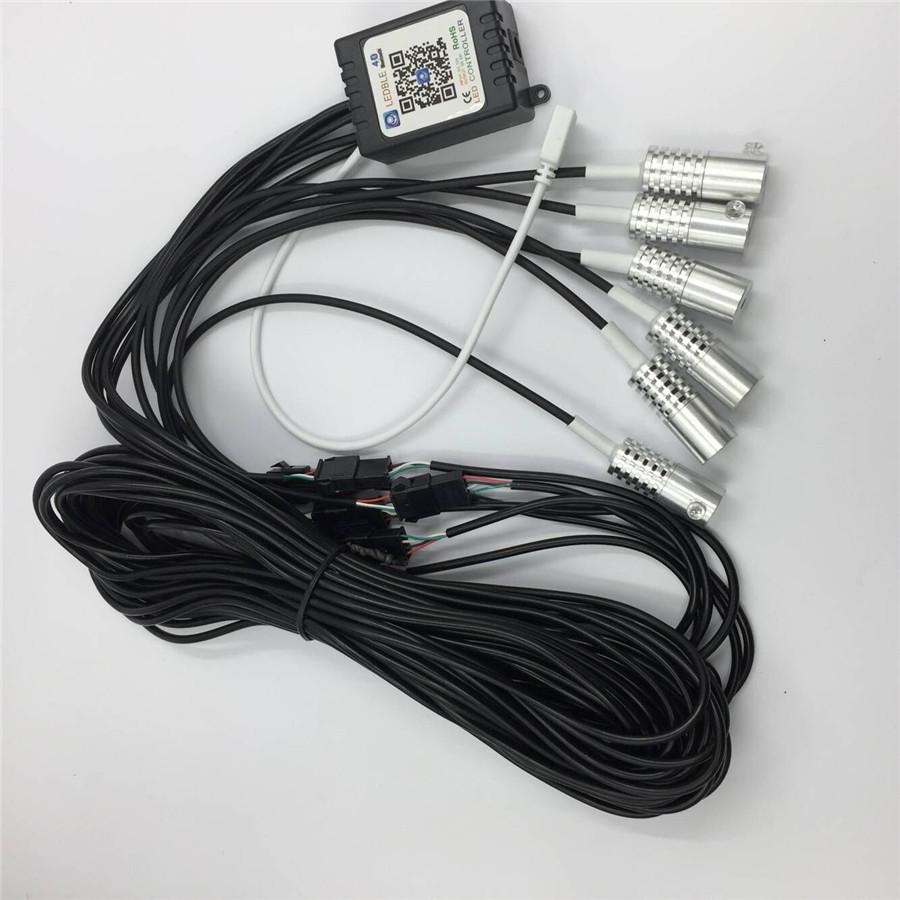 5 шт. RGB светодиодная лампа для декора салона автомобиля, атмосферная подсветка, подсветка для ног, волоконно-оптические ленты