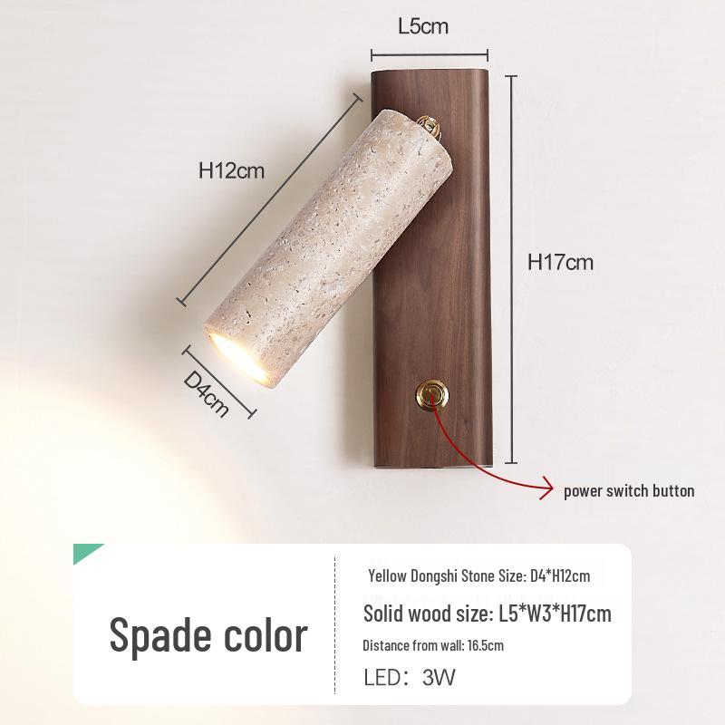 Желтый травертиновый настенный светильник в стиле ваби-саби для спальни, внутреннего двора или балкона - Водонепроницаемый уличный светильник.